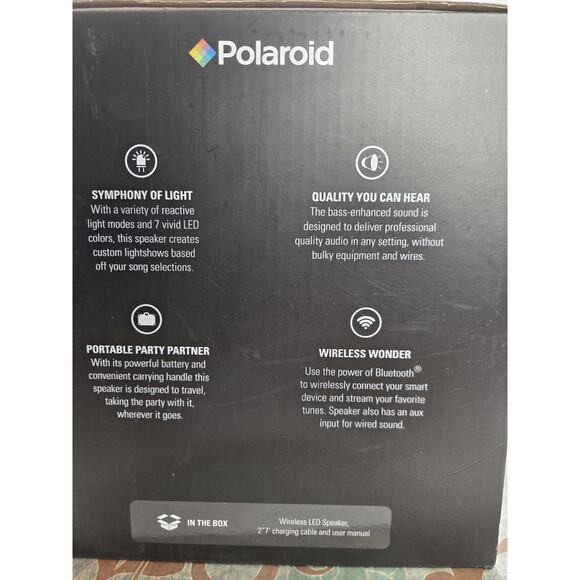 Polaroid Bluetooth Music Responsive Wireless Speaker LED Rechargeable Bass Boost - Picture 5 of 13